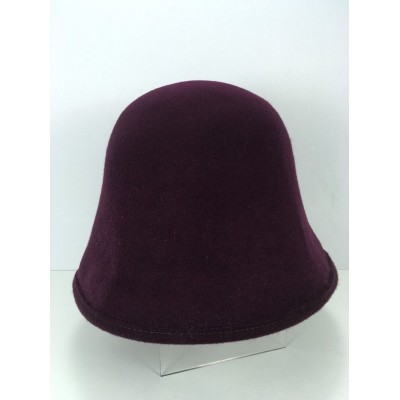 Vintage New York Hat Co Purple Eggplant Wool Felt Deep Bucket Hat Cap   eb-11049576